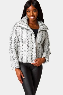 BuddyLove Clothing Label Outerwear*Addison Puffer Jacket - White Snake