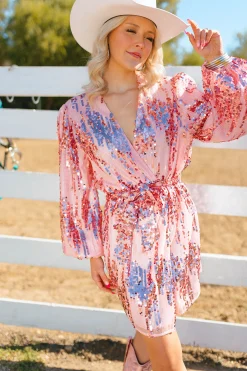 BuddyLove Clothing Label Long Sleeve Dresses | Party Dresses*Adeline Sequin Short Wrap Dress - Unforgettable