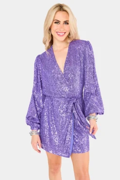 BuddyLove Clothing Label Long Sleeve Dresses | Party Dresses*Adeline Sequin Wrap Dress - Fig