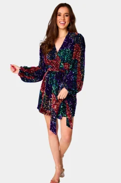 BuddyLove Clothing Label Long Sleeve Dresses | Party Dresses*Adeline Sequin Wrap Dress - Party