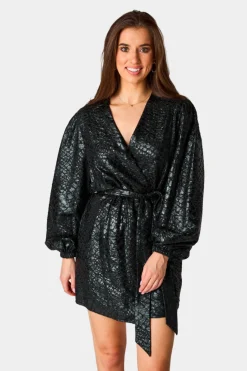 BuddyLove Clothing Label Long Sleeve Dresses | Party Dresses*Adeline Short Wrap Dress - Private Jet