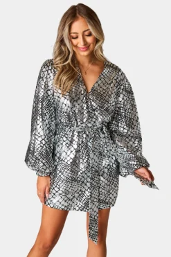 BuddyLove Clothing Label Long Sleeve Dresses | Party Dresses*Adeline Short Wrap Dress - Pearl River