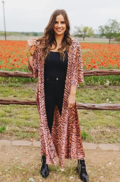 BuddyLove Clothing Label Outerwear*Alix Maxi Length Duster - Siberian Tiger