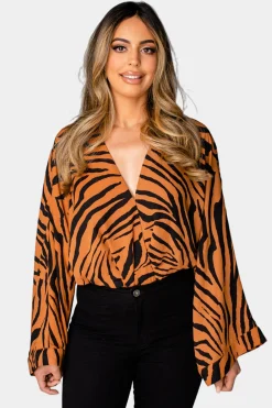 BuddyLove Clothing Label Tops*Ariana Kimono Sleeve Bodysuit - Mowgli