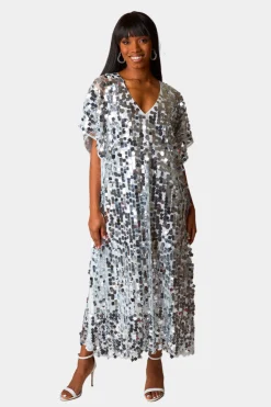 BuddyLove Clothing Label Short Sleeve Dresses | Party Dresses*Atlas Sequin Caftan Maxi Dress - Overcast