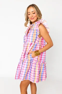 BuddyLove Clothing Label Sleeveless Dresses | Brunch Dresses*Aubrey Ruffle Shoulder Short Dress - Gelato