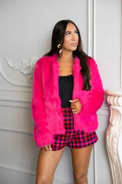 BuddyLove Clothing Label Outerwear*Baddie Faux Fur Jacket - Hot