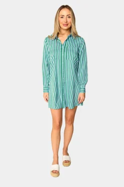 BuddyLove Clothing Label Long Sleeve Dresses | Brunch Dresses*Beau Mini Shirt Dress - Cucumber Water