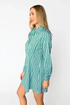 BuddyLove Clothing Label Long Sleeve Dresses | Brunch Dresses*Beau Mini Shirt Dress - Cucumber Water
