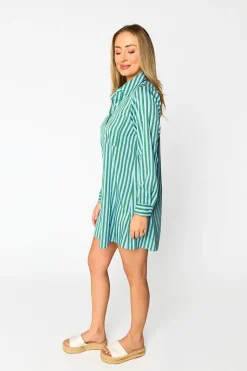 BuddyLove Clothing Label Long Sleeve Dresses | Brunch Dresses*Beau Mini Shirt Dress - Cucumber Water