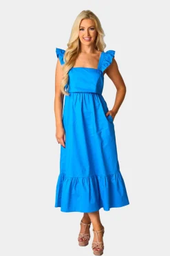 BuddyLove Clothing Label Sleeveless Dresses | Brunch Dresses*Beverly Ruffle Sleeve Midi Dress - Cobalt