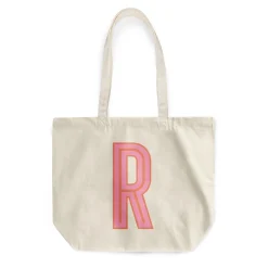 CB Studio Home & Gift*Canvas Tote - Single Initial - Pink Orange - NEW!