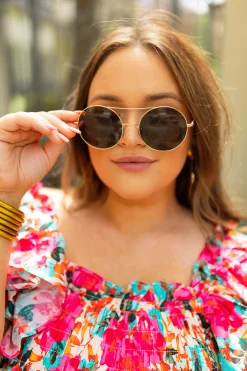 BuddyLove Clothing Label Swim | Swim*Capri Round Double Bridge Sunglasses - Brown