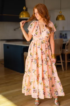 BuddyLove Clothing Label Short Sleeve Dresses | Brunch Dresses*Cece Flutter Sleeve Maxi Dress - Irish Rose