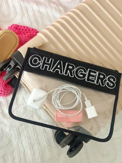 KenzKustomz Handbags*Chargers Clear Pouch - Black