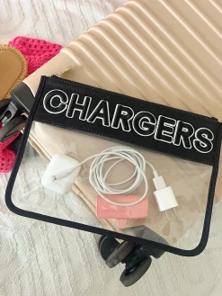 KenzKustomz Handbags*Chargers Clear Pouch - Black