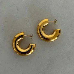Chansuttpearls Jewelry*CHUNKY GOLD SMOOTH HOOPS