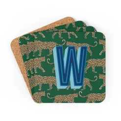 CB Studio Home & Gift*Coaster Set - Leopard Green Monogrammed