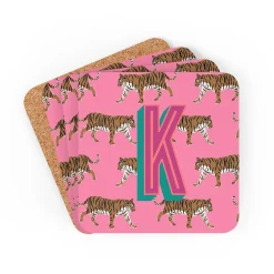 CB Studio Home & Gift*Coaster Set - Tiger Pink Monogrammed