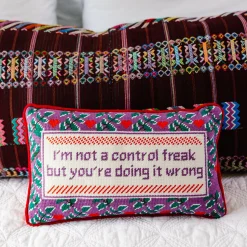 Furbish Studio Home & Gift*Control Freak Needlepoint Pillow
