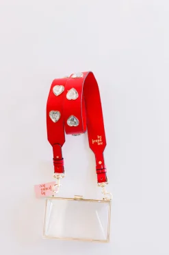 By Jenna Lee Handbags*Crystal Heart Purse Straps - Red/Clear