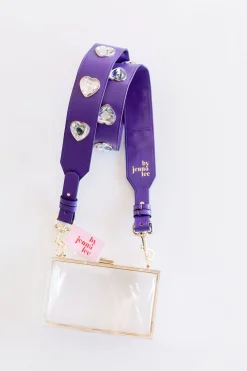By Jenna Lee Handbags*Crystal Heart Purse Straps - Purple/Clear
