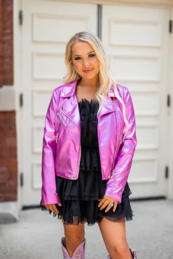 BuddyLove Clothing Label Outerwear*Dani Vegan Leather Jacket - Magenta