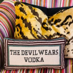 Furbish Studio Home & Gift*Devil Wears Vodka Needlepoint Pillow