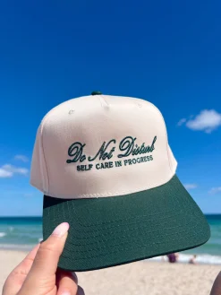 KenzKustomz Hats*Do Not Disturb Self Care in Progress - Green Vintage Trucker Hat