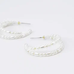 Treasure Jewels, Inc. Jewelry*Double Halo Pearls Hoop Earring