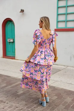 BuddyLove Clothing Label Sleeveless Dresses | Wedding Guest*Drew Tiered Midi Dress - Feelin' Butterflies