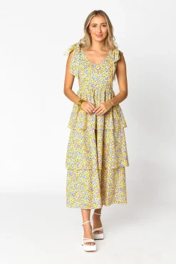 BuddyLove Clothing Label Sleeveless Dresses | Brunch Dresses*Drew Tiered Midi Dress - Sunny Hunny
