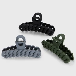 KITSCH Beauty*Eco-friendly Chain Claw Clip 3pc Set - Black Moss