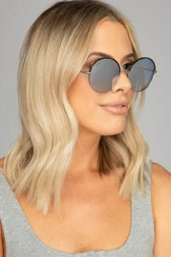 BuddyLove Clothing Label Swim | Swim*Farrah Round Metal Sunglasses - Blue