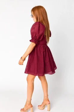 BuddyLove Clothing Label Short Sleeve Dresses | Brunch Dresses*Faye Babydoll Mini Dress - Maroon