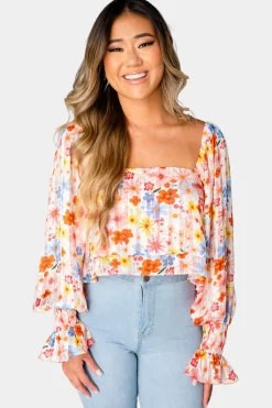 BuddyLove Clothing Label Tops*Flora Flowy Cropped Top - Wild Flower