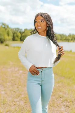 BuddyLove Clothing Label Tops*Frannie Long Sleeve Crop Top - Cotton
