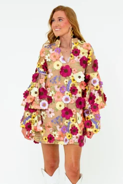 BuddyLove Clothing Label Party Dresses | Wedding Guest*Gayle Long Sleeve Mini Dress - Gerber Daisy