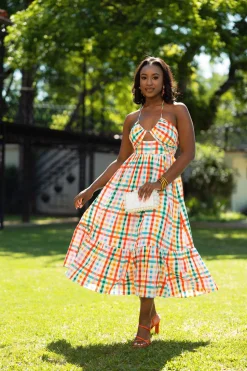 BuddyLove Clothing Label Sleeveless Dresses | Bump Friendly*Gerty Halter Midi Dress - Daybreak