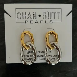 Chansuttpearls Jewelry*GOLD AND SILVER CHAIN EARRINGS