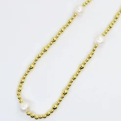 Treasure Jewels, Inc. Jewelry*Gold Beaded Necklace With 3 Pearls