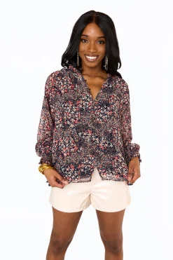 BuddyLove Clothing Label Tops*Haddie Long Sleeve Blouse - Siren