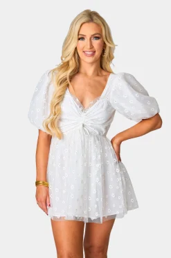 BuddyLove Clothing Label Short Sleeve Dresses | Bride To Be Dresses*Hannah Elastic Waist Mini Dress - English Daisy