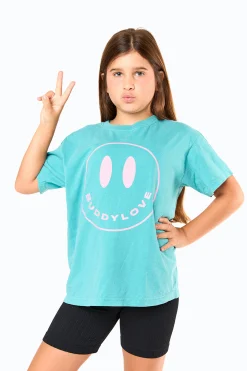 BuddyLove Clothing Label Tween | Tween + Girls*Happy Face Youth Graphic Tee - Seafoam