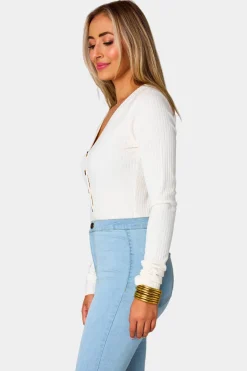 BuddyLove Clothing Label Tops*Holly Long Sleeve Button Up Bodysuit -