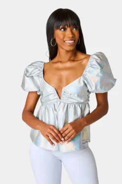 BuddyLove Clothing Label Tops*Houston Puff Sleeve Top - Iridescent