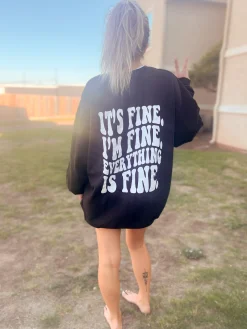 Shop Karma Tees Tops*It's Fine, I'm Fine Graphic Crewneck