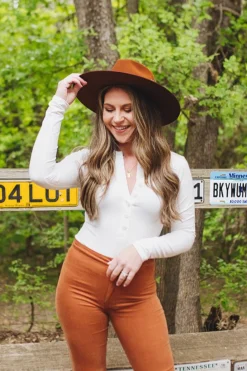 BuddyLove Clothing Label Tops*Ivy Henley Button Front Bodysuit -