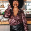 BuddyLove Clothing Label Tops*Jenny Long Sleeve Sequin Bodysuit - Rose