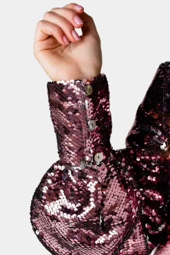 BuddyLove Clothing Label Tops*Jenny Long Sleeve Sequin Bodysuit - Rose